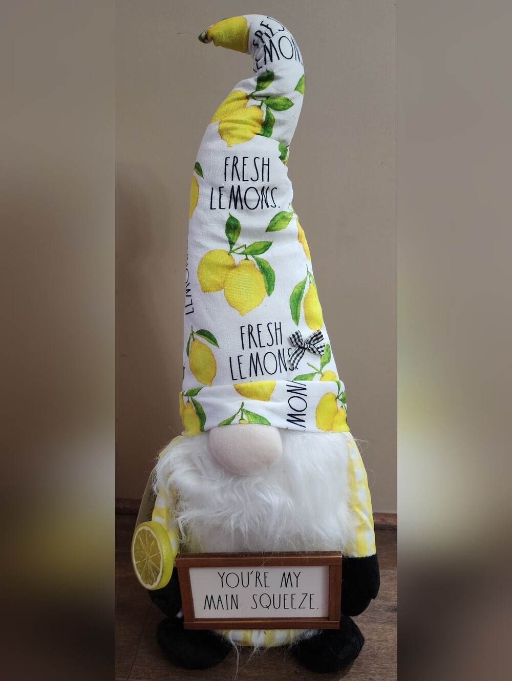 NWT Rae Dunn “You’re my Main Squeeze” Plush Lemon-Theme Gnome